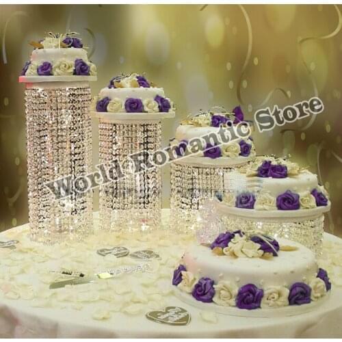 Big size 4pcs/set Acrylic Wedding cake stand cupcake display crystal centerpiece diameter of 30cm