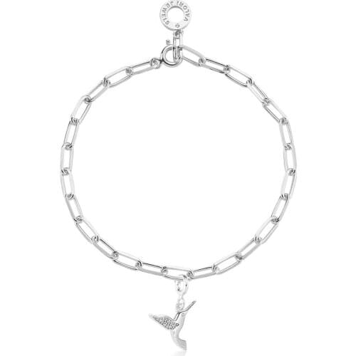 Valori Jewels Sweet Bird, Zirconia Gemstone, Rhodium Plated, Sterling Silver Charm Bracelet