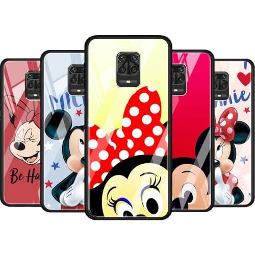 Disney Minnie Mouse Happy for Xiaomi Redmi Note 10 Pro Max 10S 9T 9S 9 8T 8 7 Pro 5G Luxury Tempered Glass Phone Case Cover