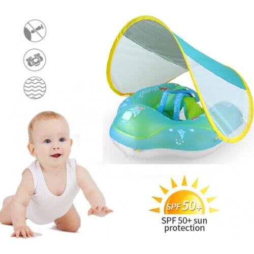 3 Size Baby Swimming Pool Float With Removable UPF 50+ UV Sun Canopy,Toddler Inflatable Pool Float Swimming Pool Accessories