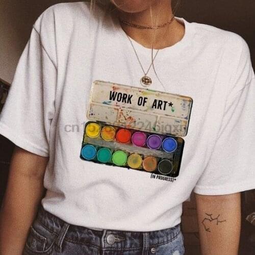 Unisex Work Of Art In Progress T-Shirt Fashion Aesthetic Graphic Tee 90S Ar Hoe Top