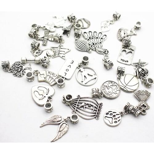 Hot selling Mix 40 pcs/lot Alloy dangle charms lobster clasp hanging charm DIY bracelet&pendant floating charms jewelry