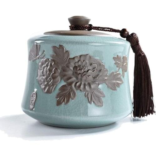 Ice Crack Glaze Ceramic Funeral Pet Urn for Memorials - Small - Holds Up to 30 Cubic Inches of Ashes Pet Cremation Urn for Ashes