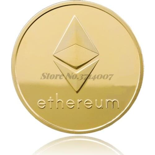 1pc Gold/Silver Ethereum Coin bitcoin Replica Gift Physical Metal Imitation Non-currency Copy Coins Collectibles Art 315