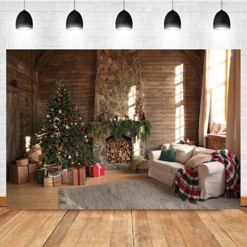 Laeacco Indoor Christmas Tree Gifts Fireplace Carpet Baby Birthday Photo Photography Backdrop Photo Background For Photo Studio