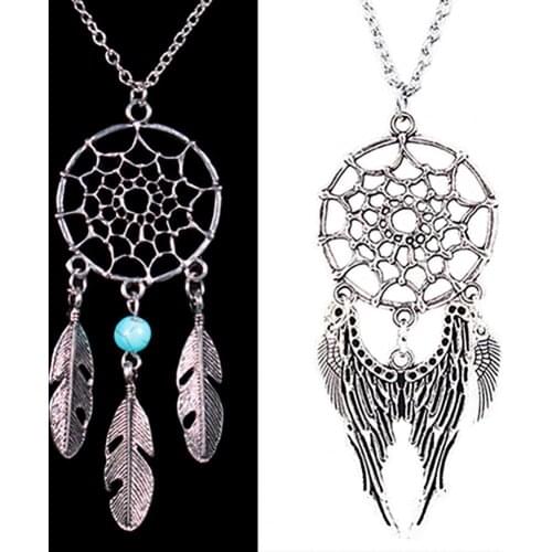 80% Hot Sell Necklace Ethnic Dream Catcher Women Feather Wing Chain Necklace for Banquet