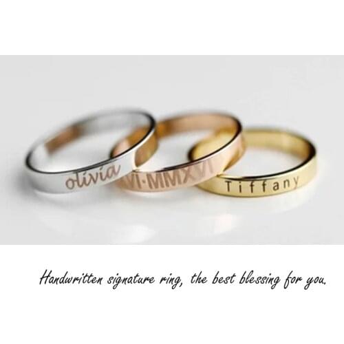 New to Name Ring Openwork Name Ring Stainless Steel Half Cutout Ring Mens Golden Jewelry Womens Ring Christmas Gift BFF