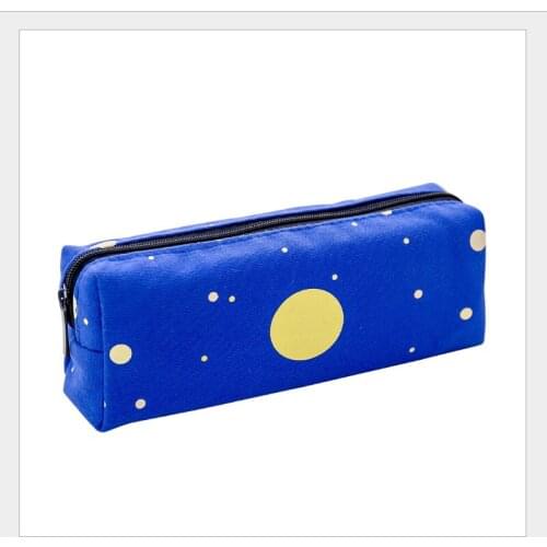 Creative Canvas Square Pencil Case Starry Sky Bag For Girl Zipper Bag Stationery Pencil Bag School Supplies