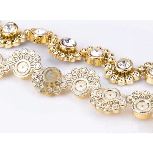 New Rhinestones Chain Gold Flower Trimming Decoration Accessories Diy Clothing Bags Shoes High Quality Hot Sale