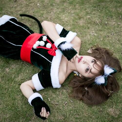 New Women Sexy Christmas cat girl dress Japanese Santa Claus Cosplay Costumes Cute cat girl Cosplay Christmas Party Costumes