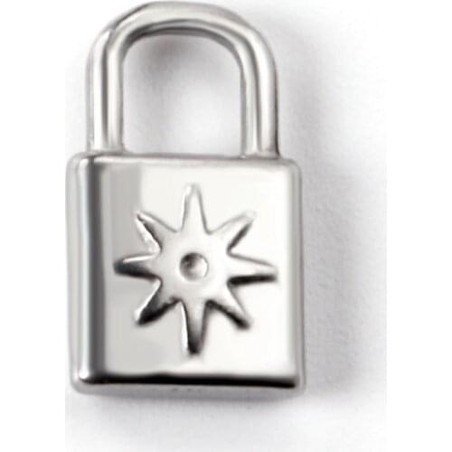 ASON 10pcs/lot Sun Pattern Lock Pendant Stainless Steel Silver Color Locks Charms For Necklaces DIY Jewelry Making Accessories