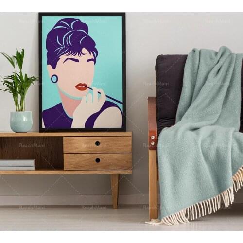 Li Hepburn Portrait Modern Poster Printed Canvas Painting Wall Art Modular Picture for Bedroom Decoration