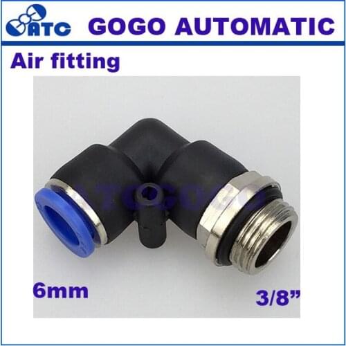 GOGO L type 6mm 3/8" BSPP threaded elbow pu hose connector 90 degree PL06-G03 nylon pipe joint pneumatic air fitting