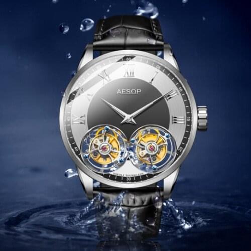 Luxury Tourbillon Watches Aesop Mechanical Movements Limited Eidtion Two Sides Sapphire Crystals Waterproof Leather Strap