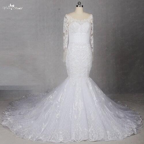 RSW1289 Yiaibridal Real Job Photos 2017 Luxury Wedding Dress Lattice Pattern Crystal Appliques For Vestido De Noiva Manga Longa