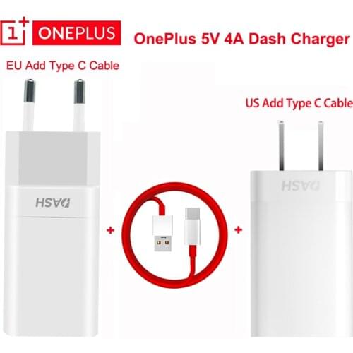 ONEPLUS 6T Dash Charger 5V/4A 1M Quick Charge Cable USB Type-C Wall Power Socket EU US Adapter for One Plus 7 6T 5T 5 3T 3