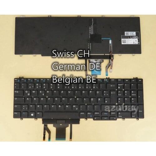 Swiss German CH Belgian AZERTY Keyboard For DELL Precision 7530 7730 E7530 M7530 7540 7740, 0YRK6V 0X825W 0NMTGD 0J8X9R Backlit