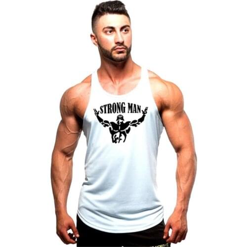 STRONG MAN New fashion cotton sleeveless shirt tank top men Fitness shirt mens singlet Bodybuilding workout gym vest fitness men