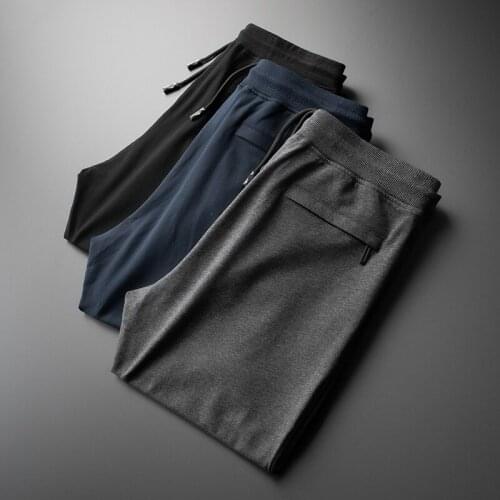 Thin sports trousers mens loose large size cotton feet casual pants mens middle-aged and elderly elastic waist pants