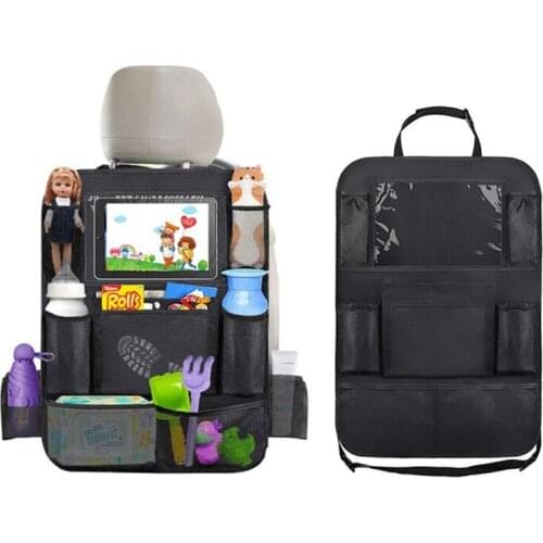 Universal Car Back Seat Organiser Travel Storage Bag with 9 Storage Pockets for Cup and Paper iPad Touch Screen Tablet Holder