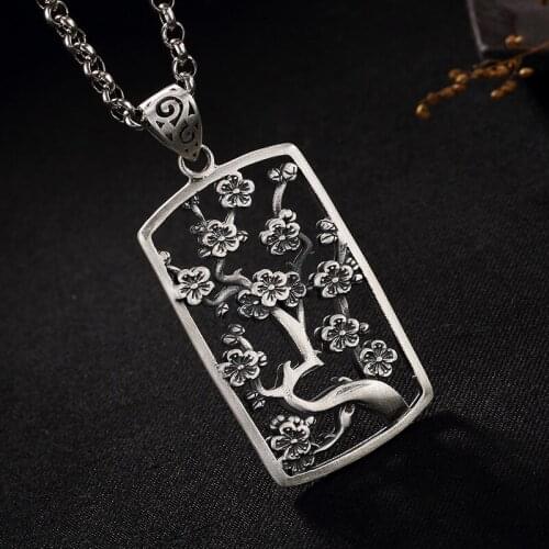 Restoring Ancient Ways Is Dumb Light Hollow Out High-end Plum Flower Lady Sank Wholesale Chain Antique Silver Sweater