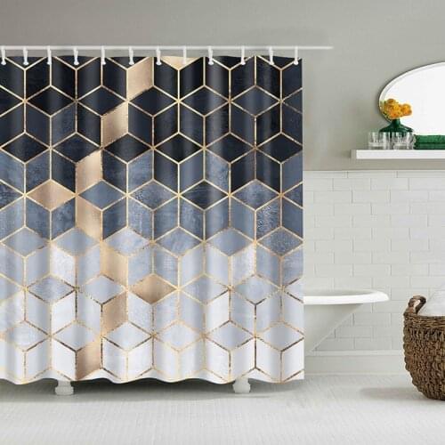 Fashion Geometric Shower Curtains 3D Marble Pattern Bath Curtain Waterproof Screen Printed Curtain for Bathroom Gift Navidad