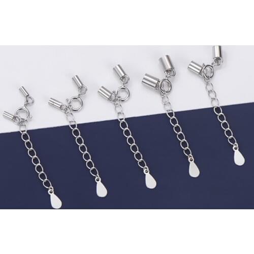 1 set 925 Sterling Silver Leather/Wax Rope Clasps Round Hole 1 1.5 2 2.5 3mm Handmade Necklace End Connector Hooks DIY Jewelrys