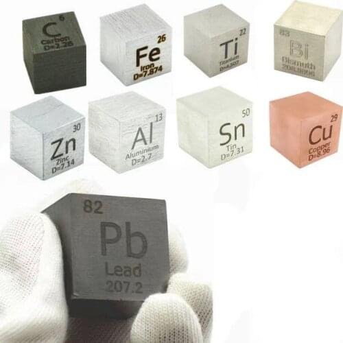 1 Inch Element Cube 25.4mm Metal Density Cubes for Periodic Table Collection Copper Lead Bi Tin Al Titanium Tungsten Mo C Ni