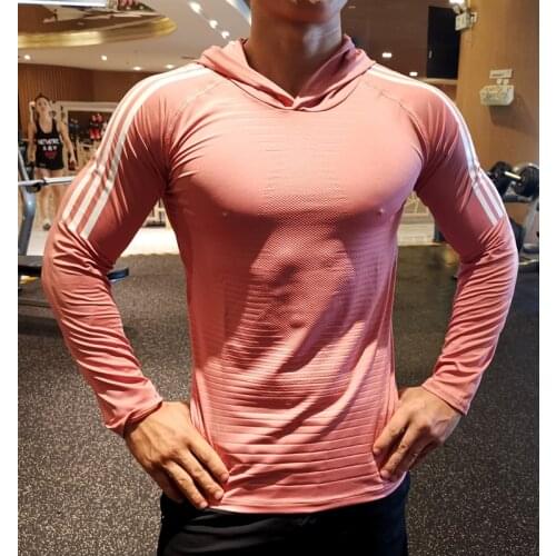 2021 Quick Dry Running Shirt Men Kids Bodybuilding Sport T-shirt Compression Top Gym Shirt Fitness Tight rashgard Hooded