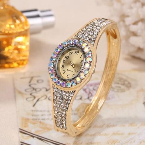 2021 New Luxury Women Watches Bracelet Top Brand Ladies Golden Strap Rhinestone Quartz Wrist Watch Fashion Quartz Clocks Sale