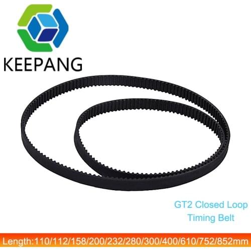 3Pcs GT2 Closed Loop Timing Belt Rubber 110/122/158/200/400/610/1220mm 2GT BELT width 6mm suitably GT2 Pulley