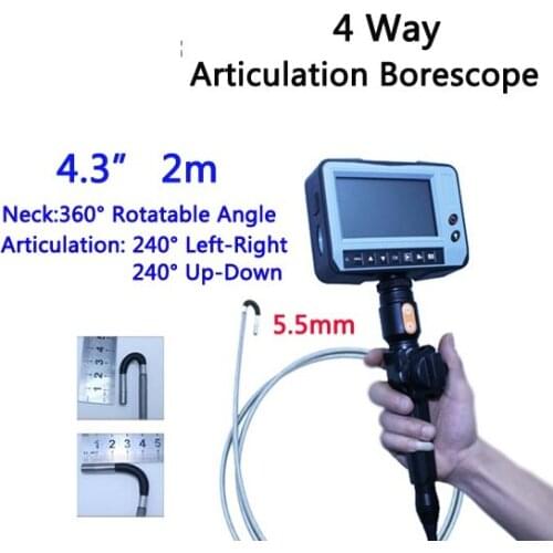 5.5mm 4 Way Direction 2M Rotational Inspection Camera Industry Endoscope Video Borescope 4.3inch LCD USB SD Card ,VD-4ED55