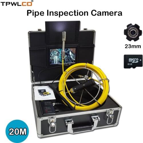 7" 1000TVL Screen Inspection Waterproof Camera System 20m Cable Diameter 23mm Pipe Endoscope Camera With DVR And 4500mA Battery