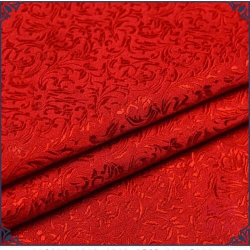 75x 100cm Metallic Jacquard Brocade Fabric, red wheat floral pattern 3D jacquard yarn dyed fabric for Womens Coat Dress Skirt