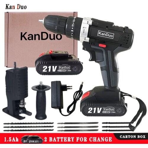 21V Cordless reciprocating saw, screwdriver, percussion drill, multifunctional combination, household DIY decoration tool 1.5AH