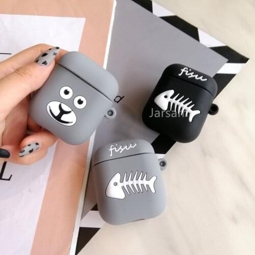 Fish Cartoon Cute Wireless Earphone Case For AirPods 2 Silicone Charging Headphones Case for Air pod cases Protective luxury Cov