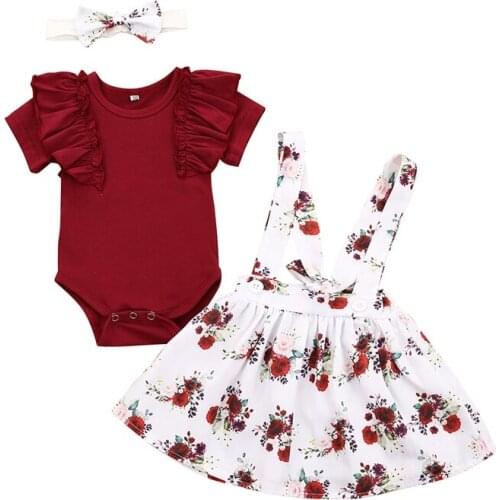 Baby newborn girls clothes summer party birthday baby girl outfits bodysuit+skirt+headband 3pcs infant girls outfits costume