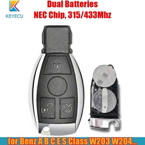 Keyecu Dual Batteries Smart Remote Key Fob NEC Chip 315Mhz / 433MHz for Mercedes Benz A B C E S Class W203 W204 W210 W222