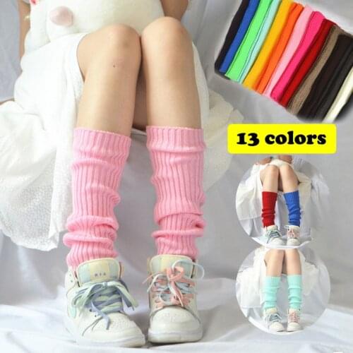 Sweet Girl Leg Warmers Winter Knee High Leg Warm Socks for Women Girls Solid Color Knitted Foot Cover Fluorescent Warm Long Sock