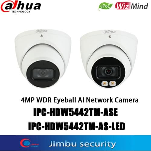 DAHUA WizMind IP Camera HDW5442TM-AS-LED 4MP Face recognition Surveillance full color AI starligh Camera IP67 HDW5442TM-ASE
