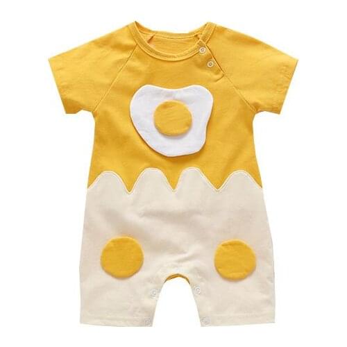 Infant Toddler Boys Romper Shortalls Short Sleeve One Piece Jumpsuit for Summer Fried Egg Costume 0-18 Month Baby Boy Outfits