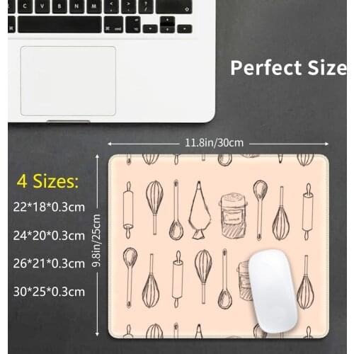 Baking Mouse Pad 3049 Baking Whisk Rolling Pink Orange Peach Cute Pastel Kitchen Bakery Spoon
