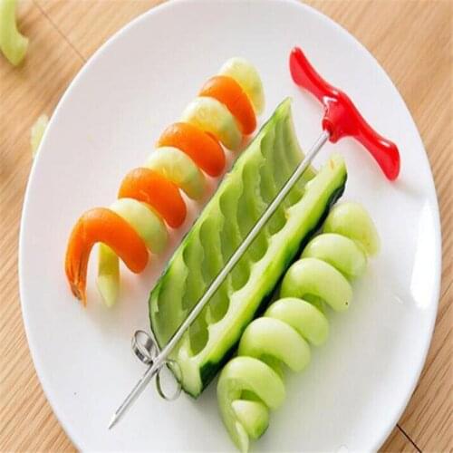 Kitchen Spiral Knife Stainless Steel Cutter Potato Cucumber Chopper Manual Spiral Screw Slicer Cutter Kitchen Cooking Tool