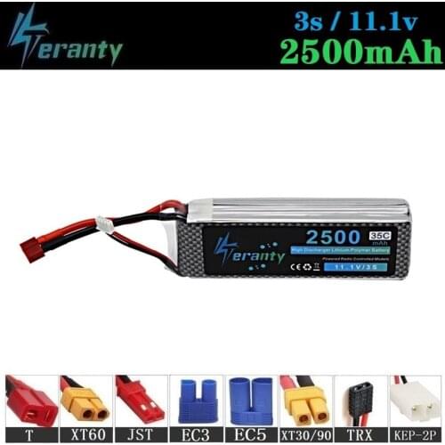3S 11.1v 2500mAh 35C LiPo Battery For RC Quadcopter Spare Parts 11.1v Rechargeable Lipo Battery for RC Car Robots Boat toy 1pcs