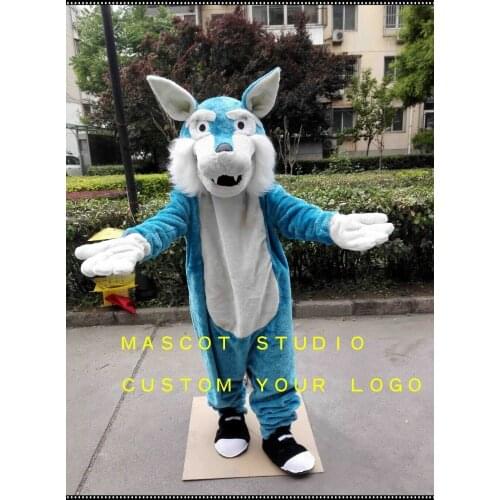 Blue Wolf Mascot Costume Fursuit Cosplay Party Game Dress-up Carnival Outfit Halloween Christmas Adult Size