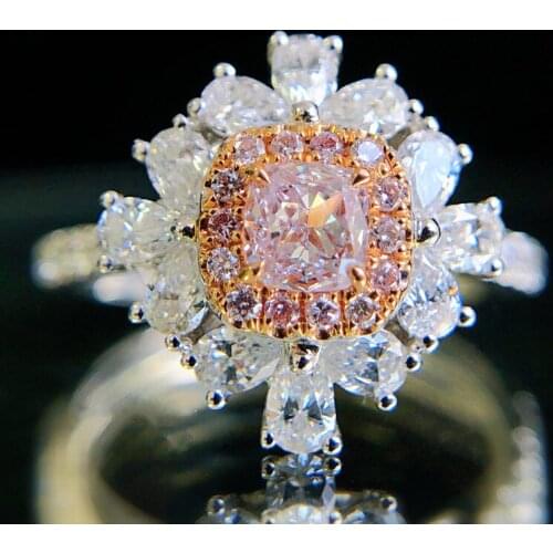 Fashion Pink Flower Zircon Ring Best Friend Promise Girl Ring Womens Wedding Party Exquisite Accessories Jewellery Gifts