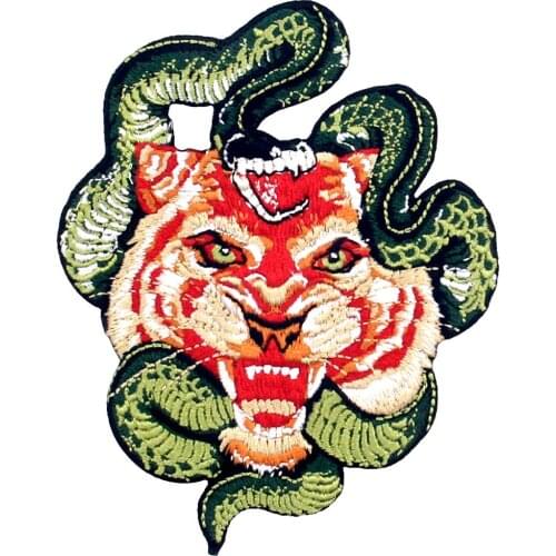 Embird Embroidered Patches For Jackets Roaring Tiger and Snake Ceo-Friendly Handmade 3D Sew on Applique Badges