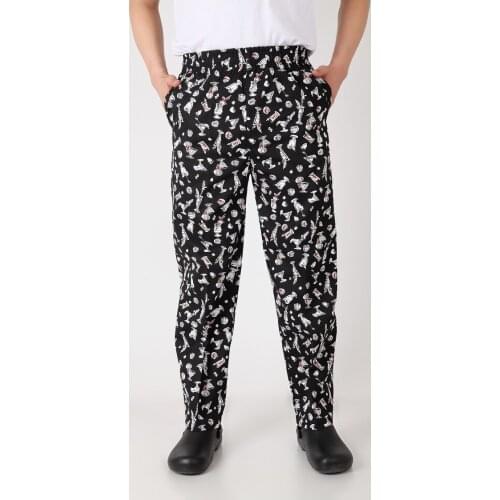 2017 New mens chef pants Kitchen Trouser bottoms ajustable waist with elastic band pants food service pants black color