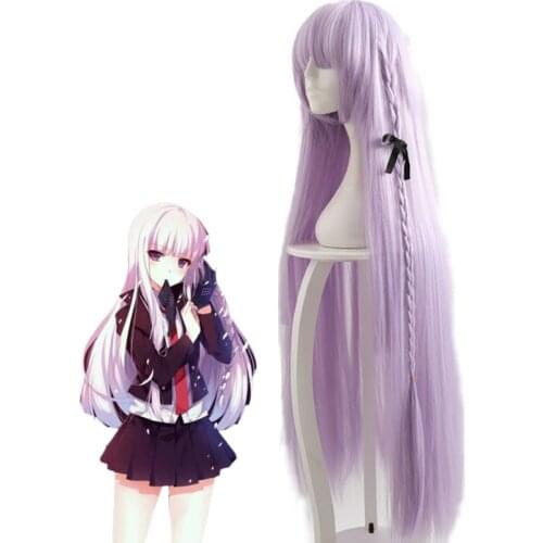 New Anime Danganronpa Kirigiri Kyouko Wigs Cosplay Costume Women Long Synthetic Hair Halloween Cosplay Women Mixed Purple Wigs