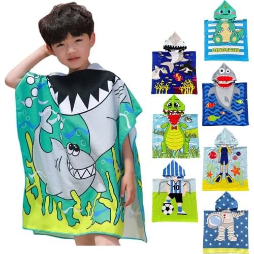 Cartoon Toddler Hooded Beach Bath Towel Kids Baby Swim Pool Cape For Children Cloak Bathrobe Towels Robe Baby Accessories